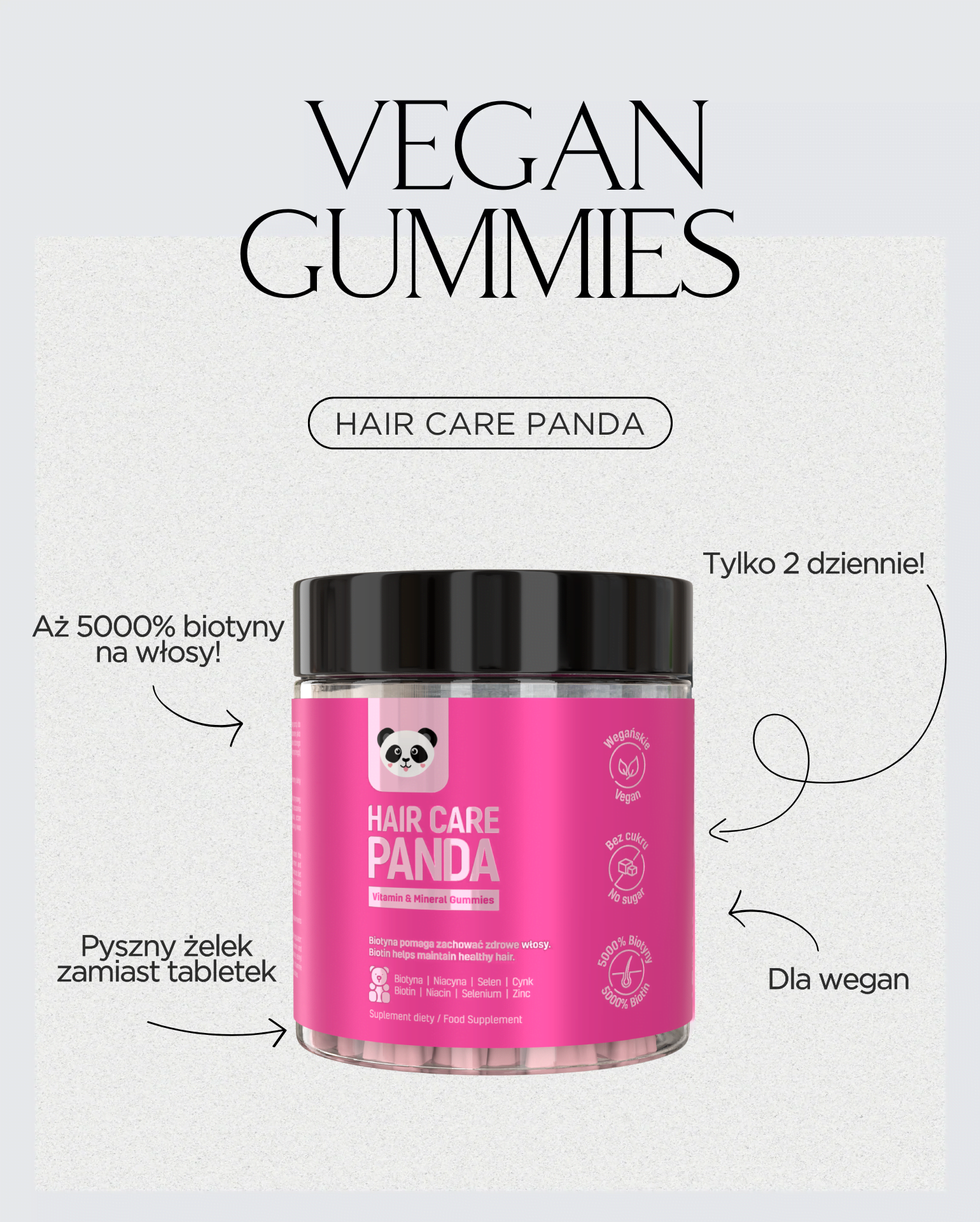 2 x Haarverzorging Panda Vegan Gummies